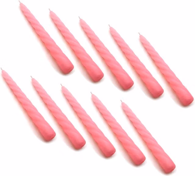 SolaDirect Pack of 10 Spiral Taper Dinner Candles in Green and Pink, Height: 23 cm