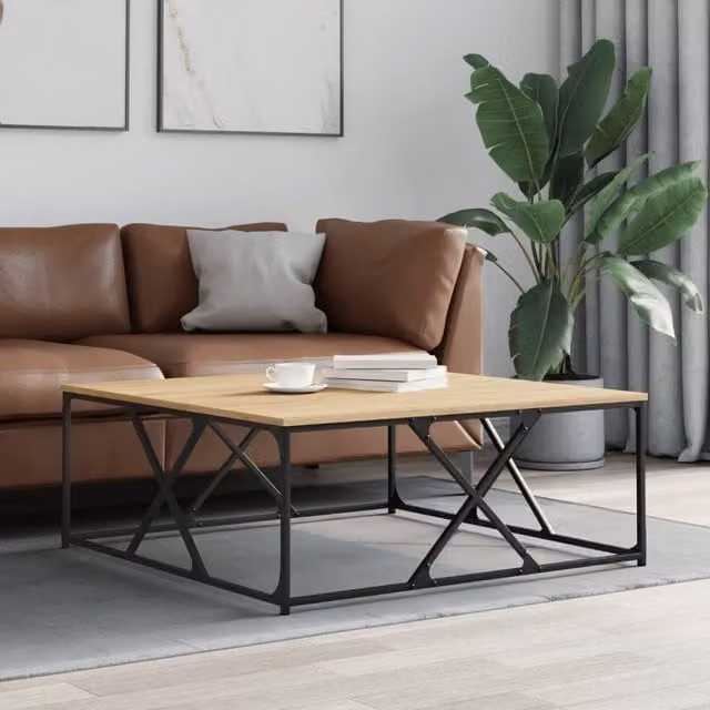 Berkfield Home Sonoma Oak Coffee Table in Brown, W/D/H: 100 x 100 x 40 cm