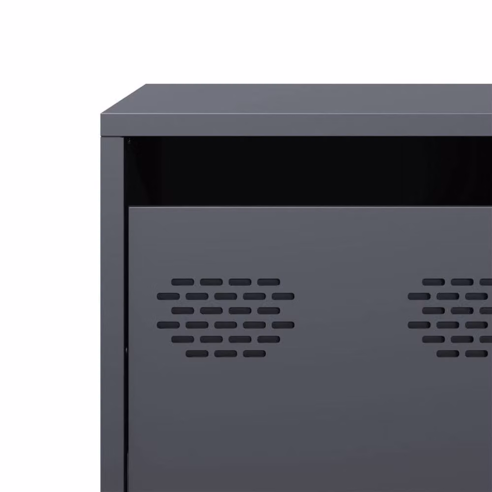 Berkfield Home Anthracite TV Cabinet in Matt Charcoal Cold-rolled Steel W/D/H: 101.5 x 39 x 43.5 cm – 6