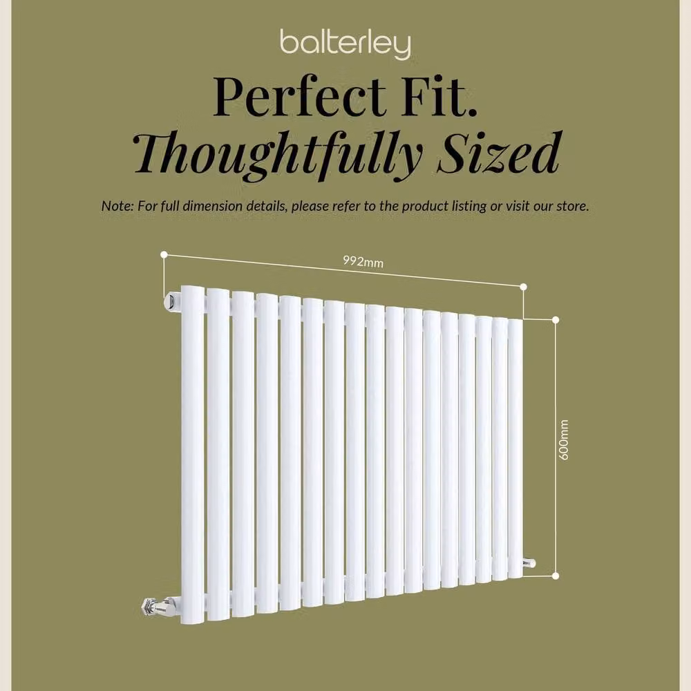 Balterley Embrace Horizontal Single Panel Steel Radiator, White, W: 99.2 cm, H: 60 cm – 4