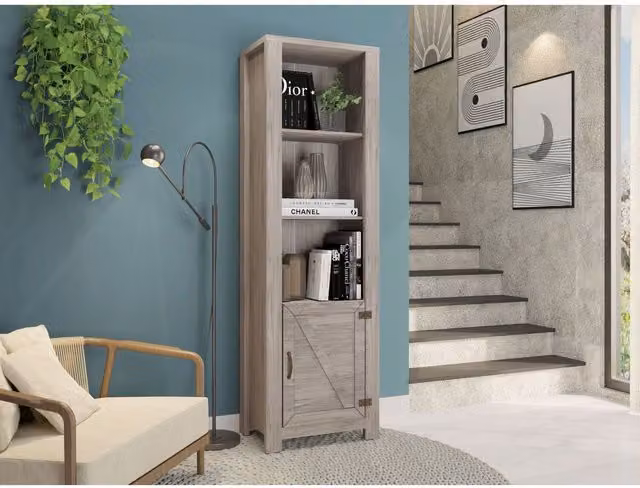 Seconique Zurich 1 Door Bookcase in Grey