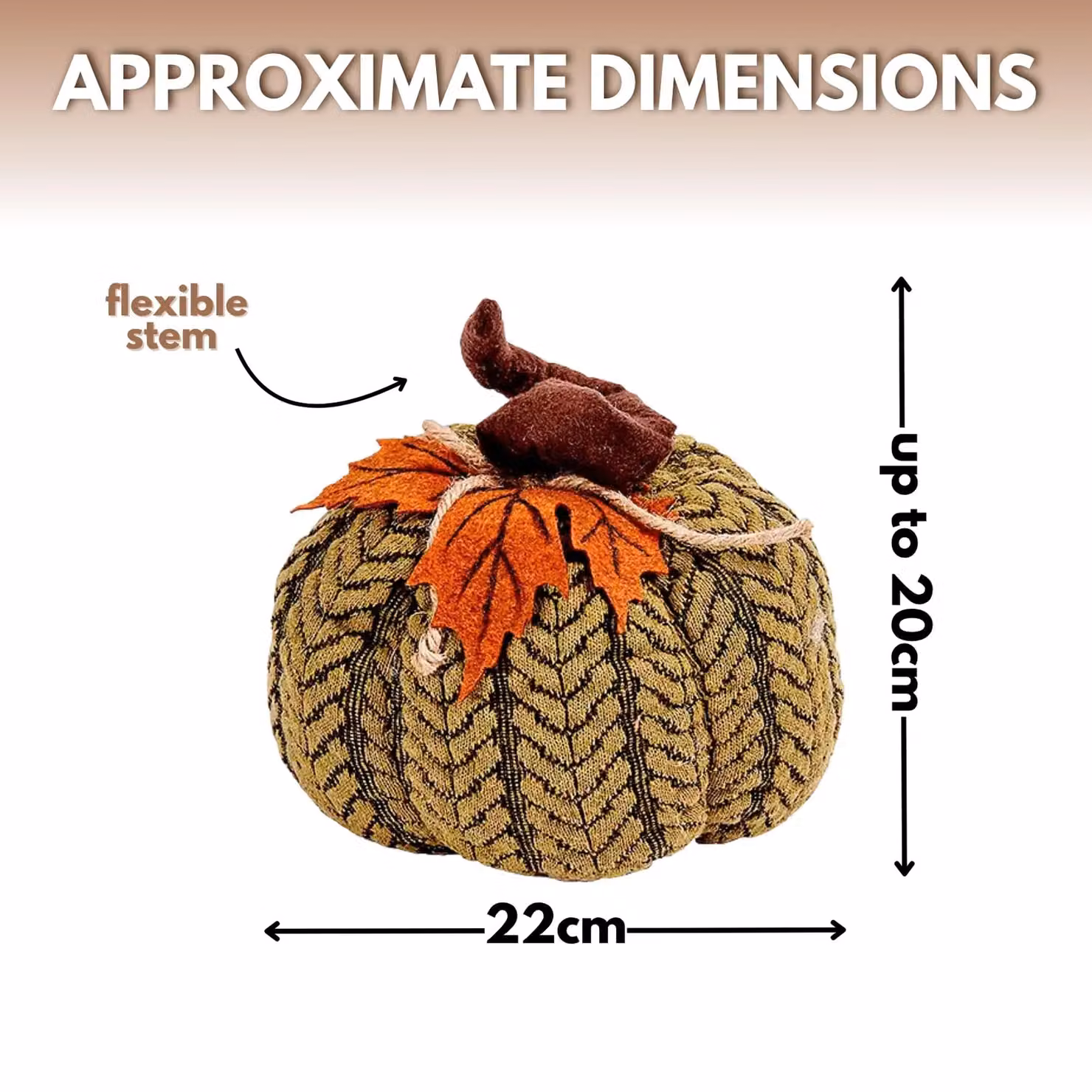 Marco Paul Green Plush Pumpkin Autumn and Halloween Tabletop Decoration, Height: 22 cm – 2