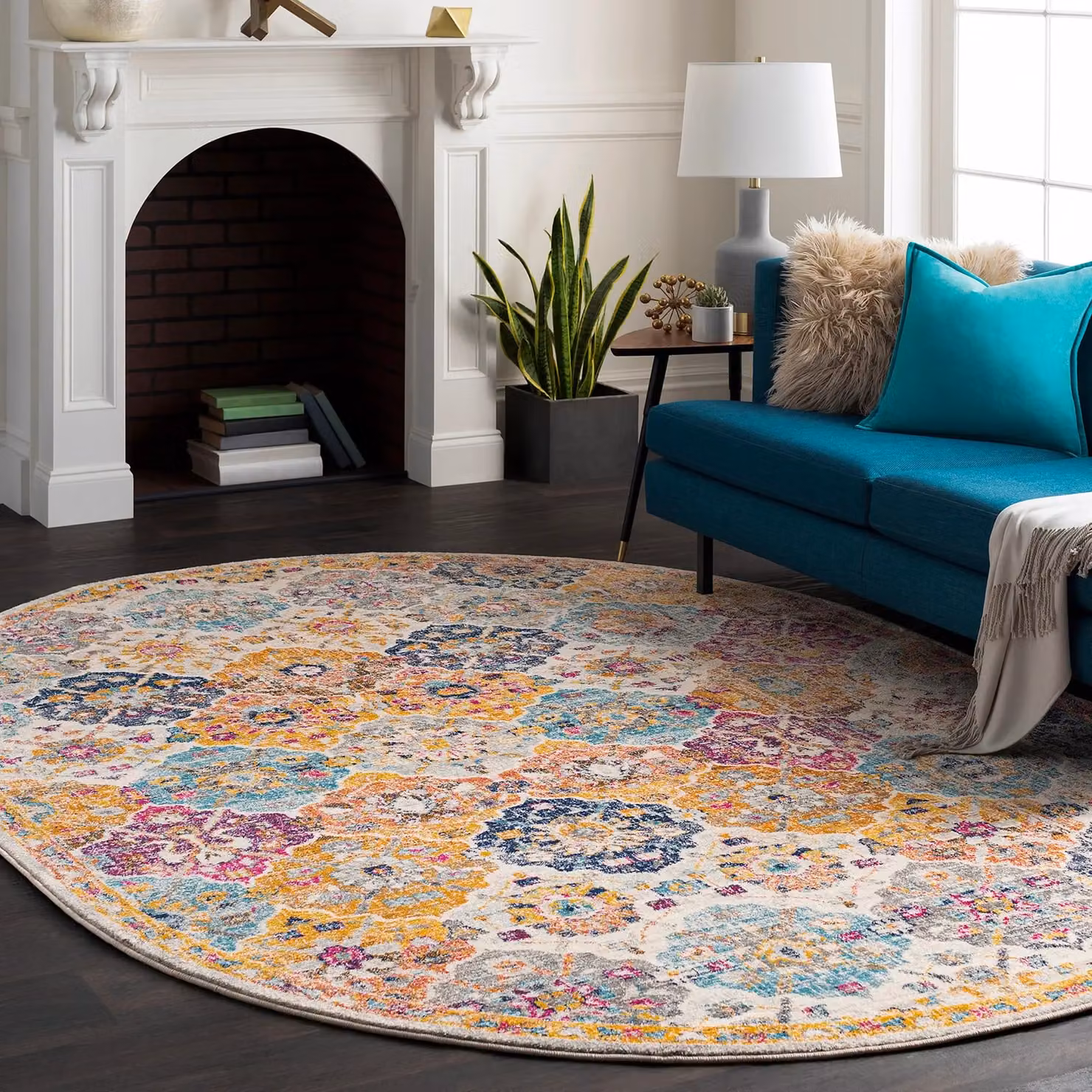 Livabliss Harput Vintage Traditional Boho Rug in Burnt Orange, Beige, Blue and Grey, W: 200 cm, D: 275 cm – 6