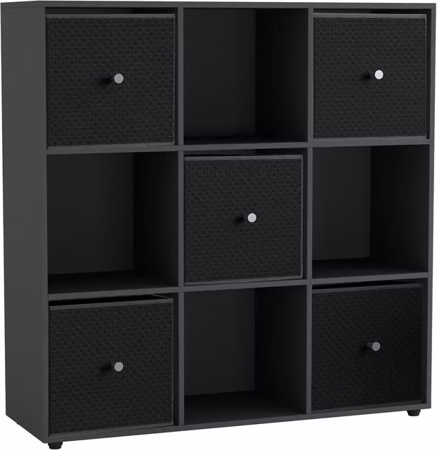 URBNLIVING Black 9 Cube Storage Unit with Drawers