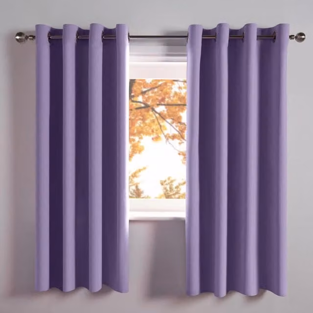 OHS Kids Plain Blackout Eyelet Curtains in Purple and Silver, Width: 167.64 cm, Drop: 182.88 cm