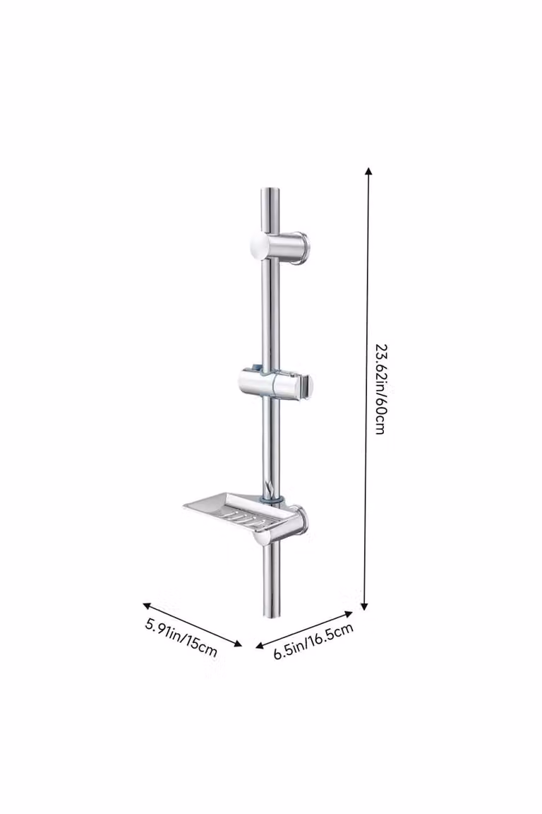 Living and Home Adjustable Shower Riser Rail Slider Bar with Soap Tray in Silver Chrome