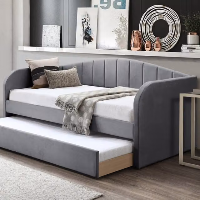 Flintshire Furniture Modern Upholstered Fabric Day Bed in Grey, W/D/H: 190 x 90 cm