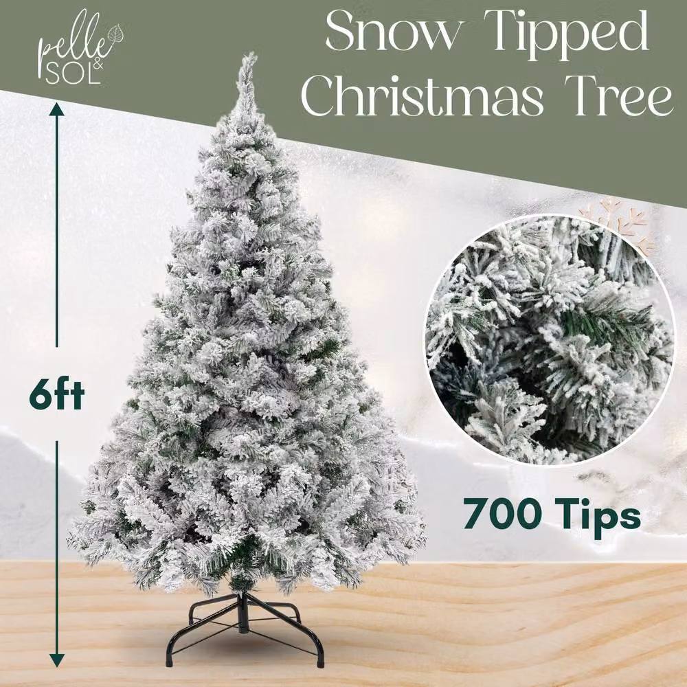 Pelle & Sol 6ft Snow Tipped Flocked Christmas Tree in White – 2