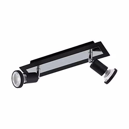 Loops Modern Black Chrome 2-Spot Wall and Ceiling Mounted Sconce for Living Rooms, Dining Rooms and Hallways, GU10 LED Compatible