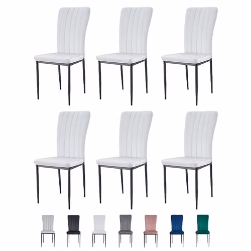 mcc direct Elle Set of 6 Velvet High Back Dining Chairs with Metal Legs in Beige