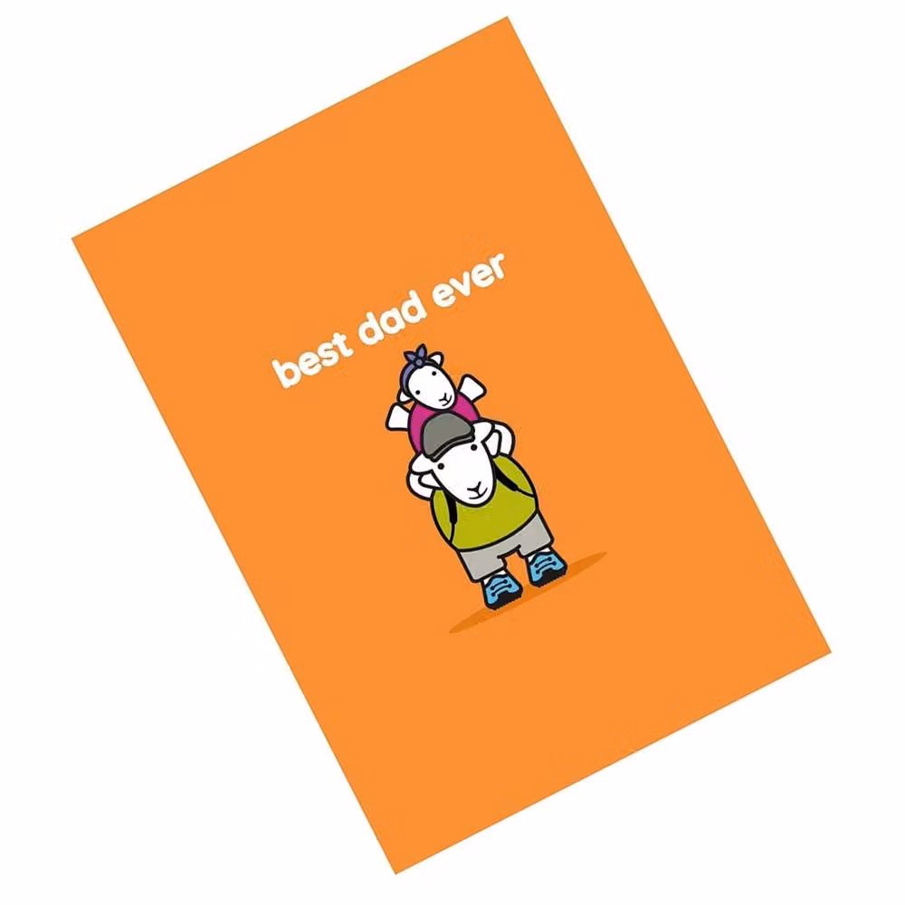 Herdy Best Dad Ever Typography Paper Poster in Pale Orange – 2