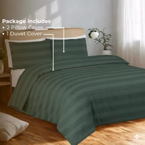 MHG Living Waffle Striped Cotton-Rich Polycotton Duvet Cover Set with Pillowcase in Turquoise, W/D/H: 260 x 220 x 50 cm – 2