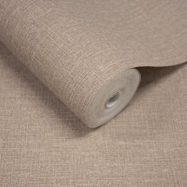 Grandeco Cirrus Plain Scrubbable Wallpaper in Brown and Beige