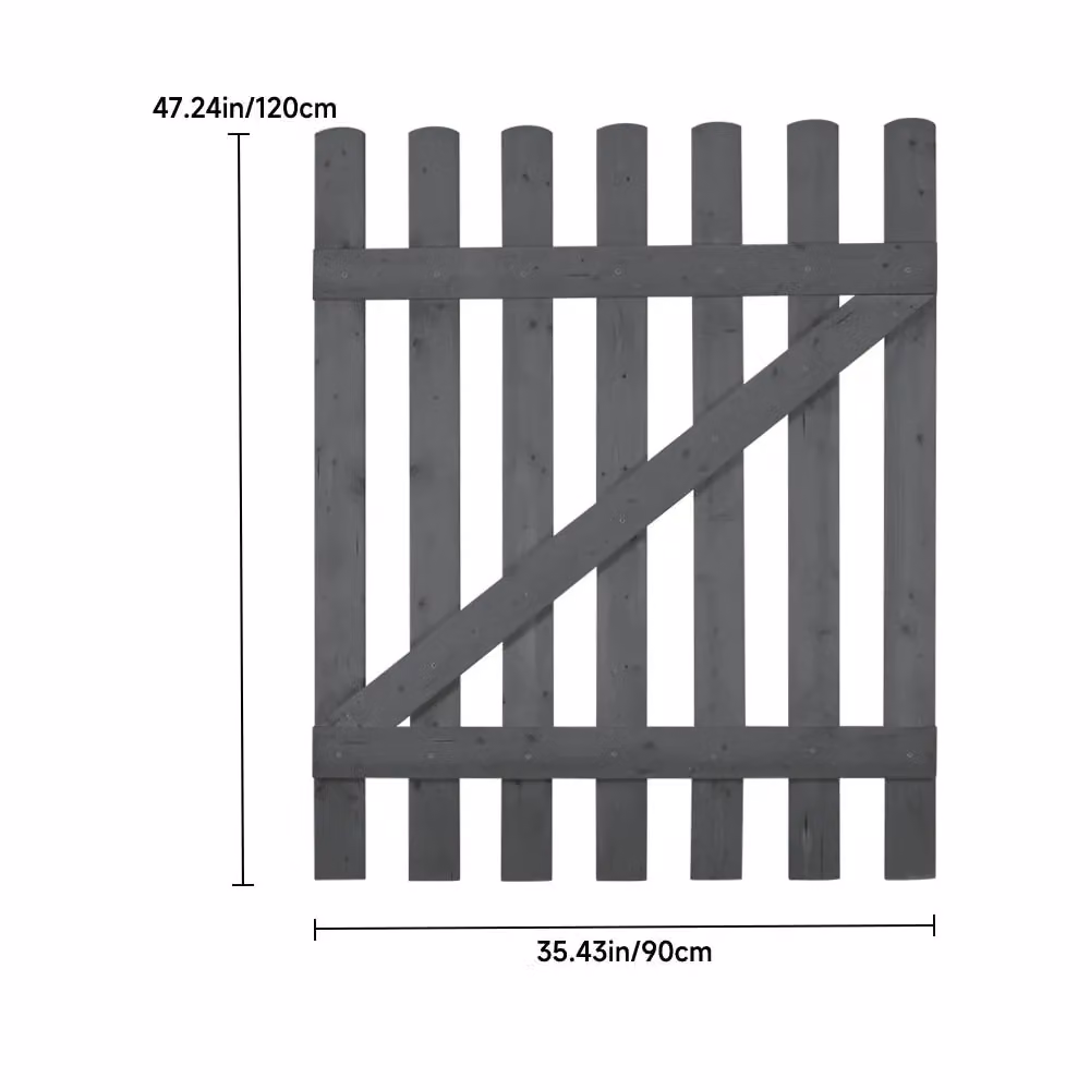Living and Home Grey Wooden Outdoor Garden Fence Gate with Latch, W: 120 cm, H: 90 cm – 7