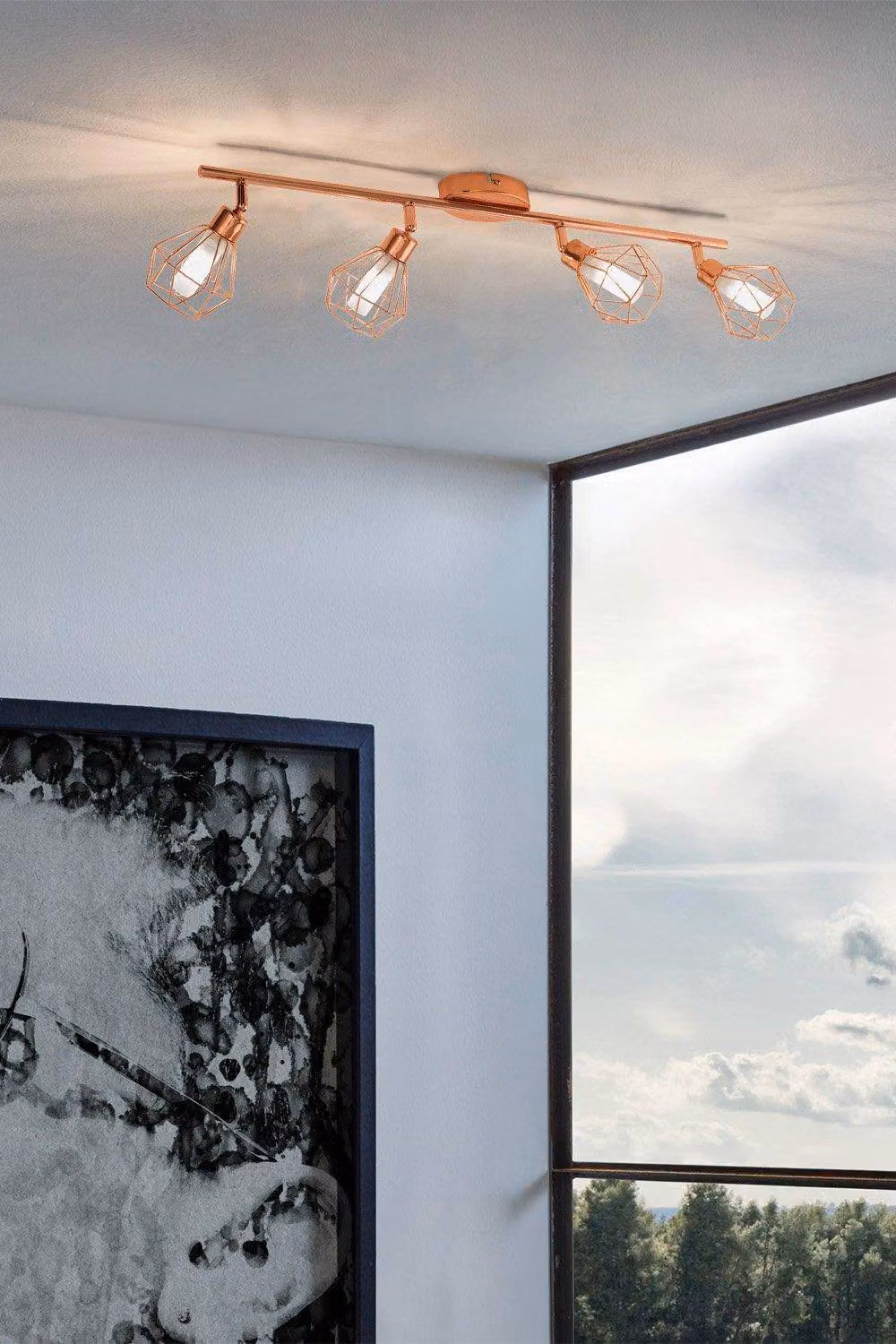 Eglo Zapata 4 Light Caged Design Ceiling Spotlight in Copper – 2