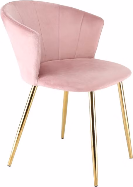 RayGar Ella Pink Velvet Accent Chair with Metal Legs