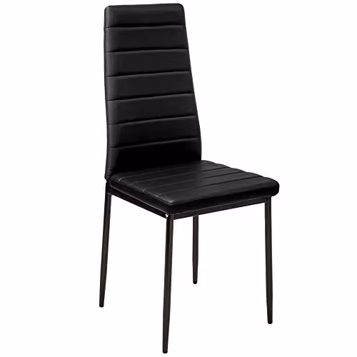 tectake Set of 8 Modern Dining Chairs in Black Synthetic Leather with Metal Legs – 6