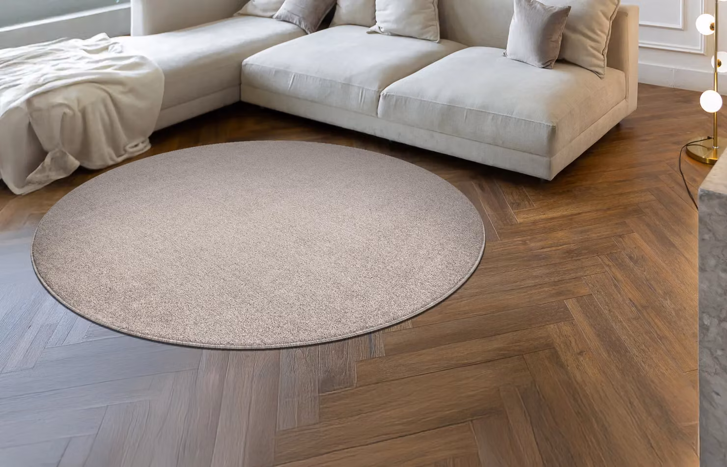 RugsX Eton Plus Round Rug in Beige, Diameter: 150 cm – 2