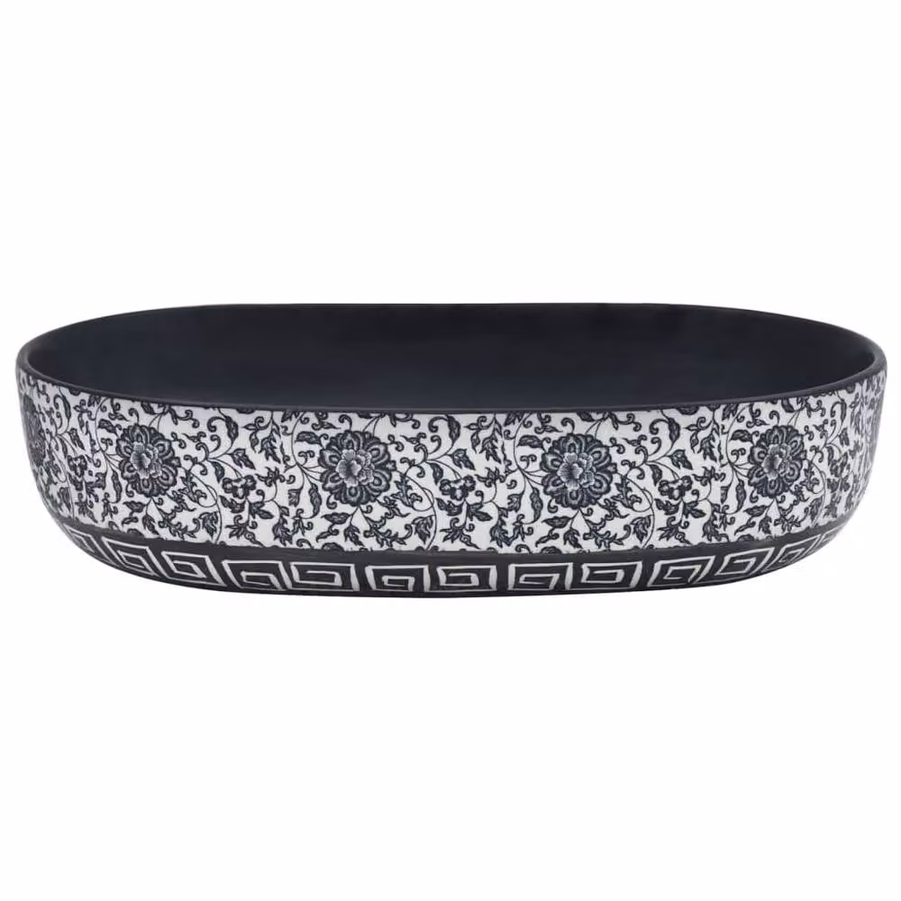 Berkfield Home Oval Ceramic Countertop Basin in Black and Blue, W: 59 cm, D: 40 cm, H: 14 cm – 3