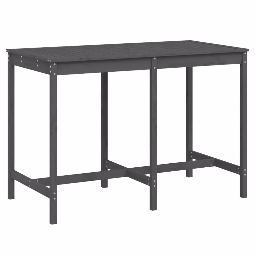Berkfield Home Rustic Solid Wood Pine Garden Table in Grey, W: 159.5 cm, D: 82.5 cm, H: 110 cm – 1