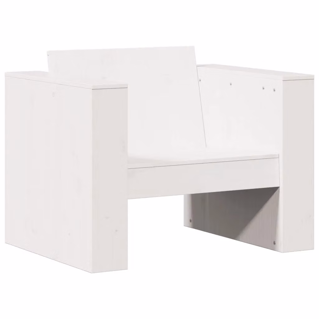 Berkfield Home White Solid Wood Pine Garden Sofa W/D/H: 79 x 60 x 62 cm – 2