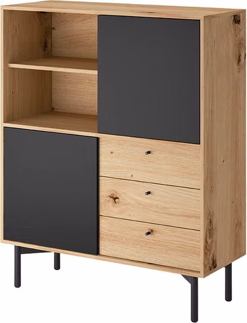 Abakus Direct Flow Scandinavian Oak Sideboard in Black, Brown or Yellow