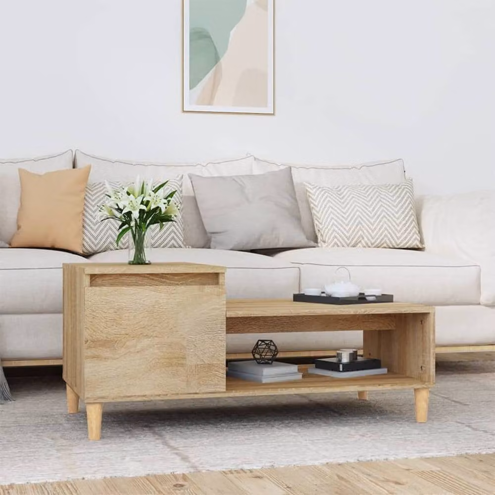 Berkfield Home Sonoma Oak Decorative Coffee Table in Light Brown, W/D/H: 100 x 50 x 45 cm – 1