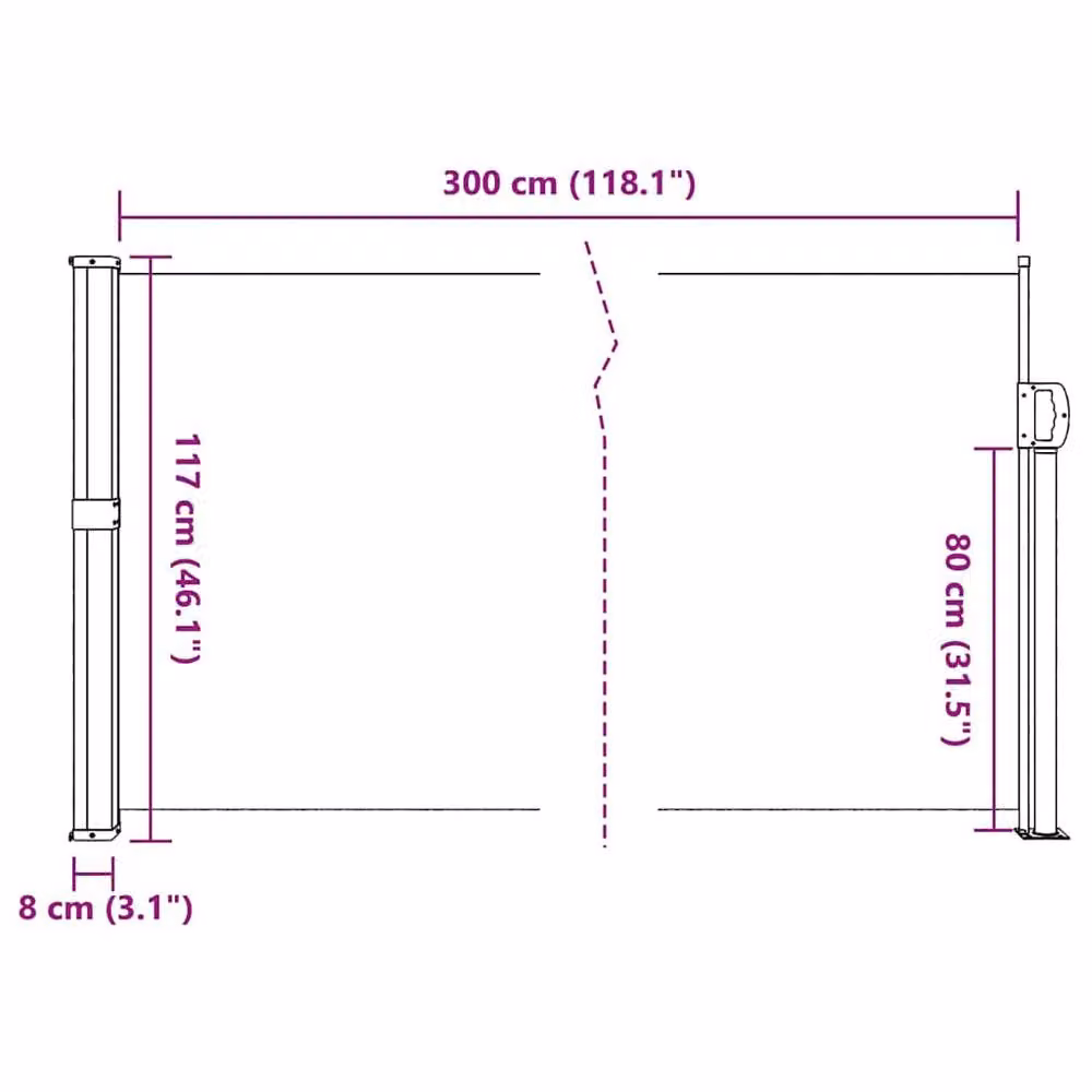 Berkfield Home Retractable Single Side Awning in Brown, W/H: 300 x 117 cm – 5
