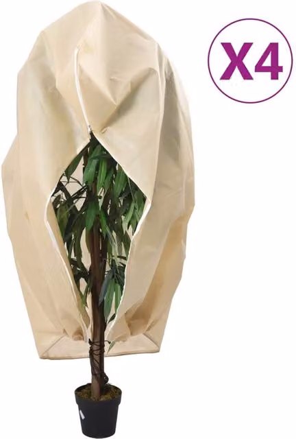 Berkfield Home Plant Fleece Covers with Zip, 4 Pack, Beige, W x L: 1 x 1.55 m – 1