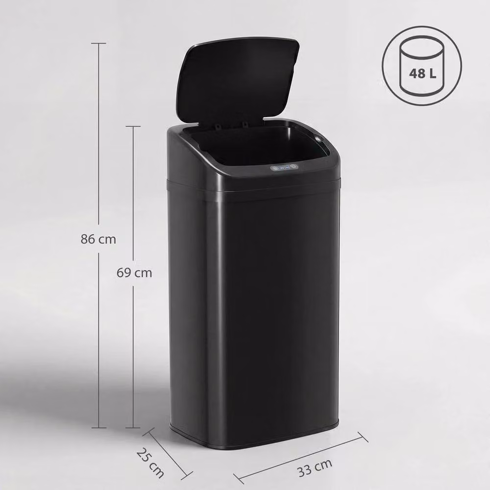 NESTLUNE Galvanised Steel Kitchen Bin with Automatic Close, Black, W: 100 cm, D: 60 cm – 2
