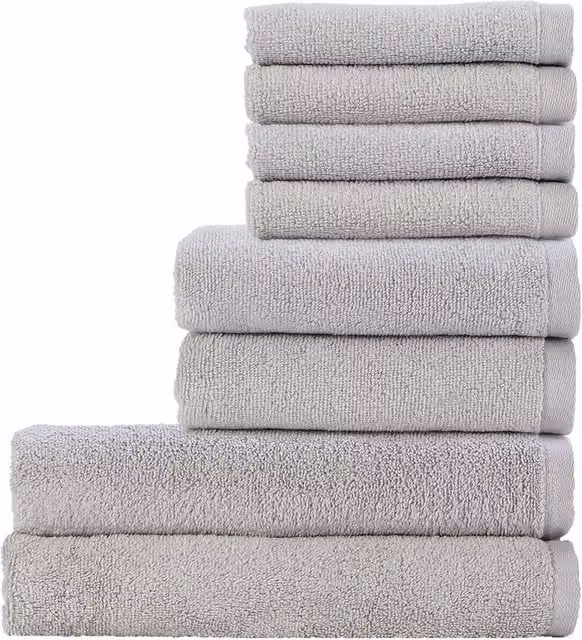 CHRISTY Cirrus 8 Piece Lightweight Fluffy Softloft Cotton Towel Bale in Light Grey