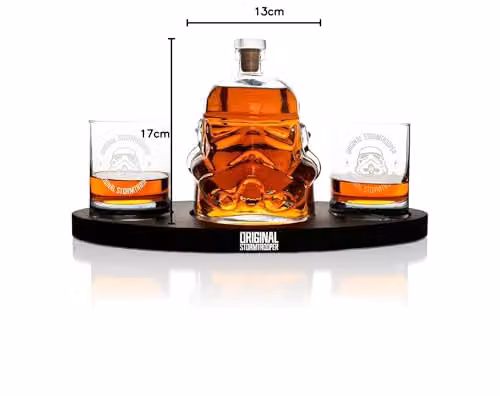 Thumbs Up Original Stormtrooper 3D Helmet Decanter Set with 2 Glasses, Clear and Black, 750ml Decanter and 2 x 300ml Glasses – 8