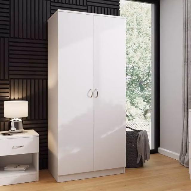 FWStyle Modern 2 Door Double Wardrobe in White – 1