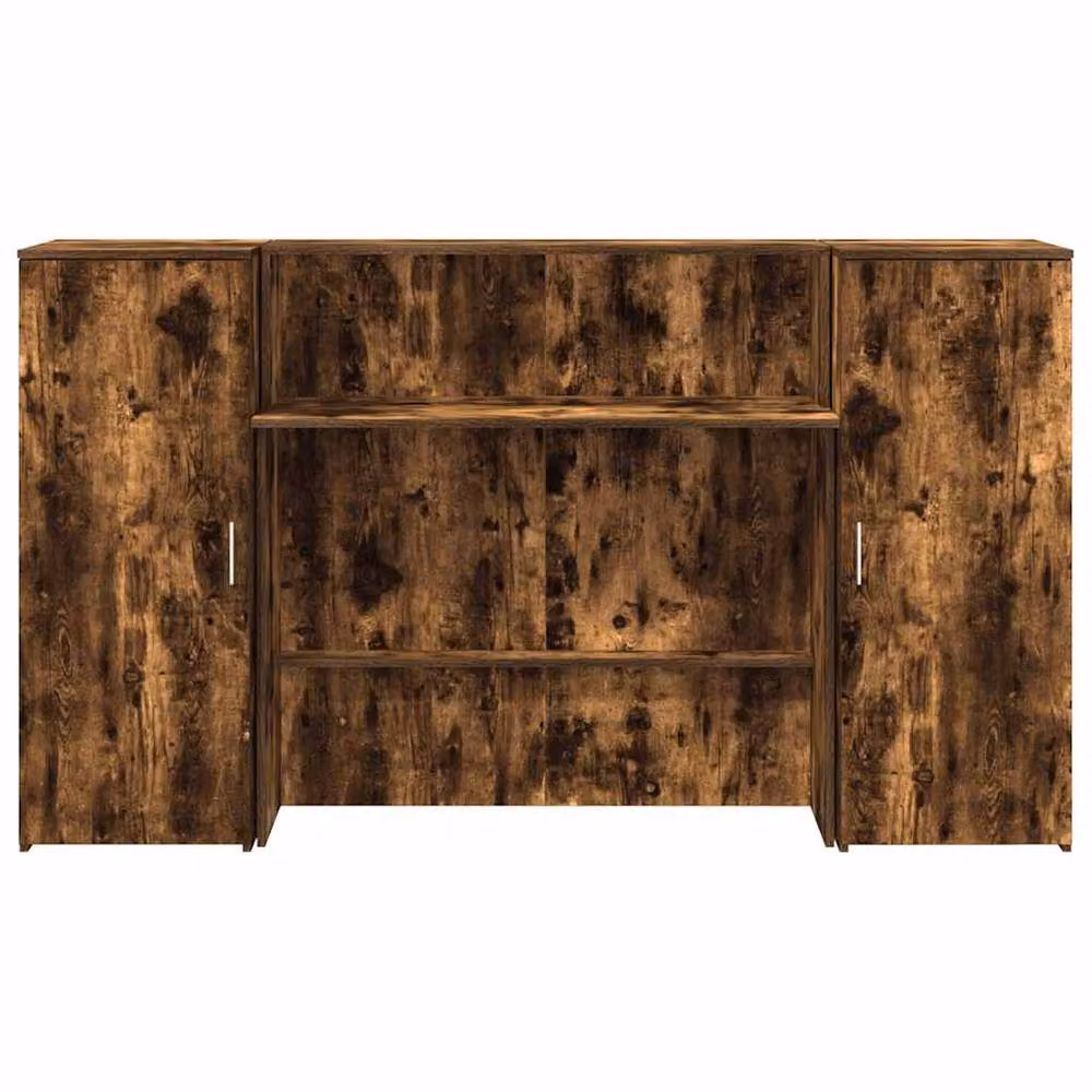 Berkfield Home Smoked Oak Reception Desk in Brown, W/D/H: 180 x 50 x 103.5 cm – 4