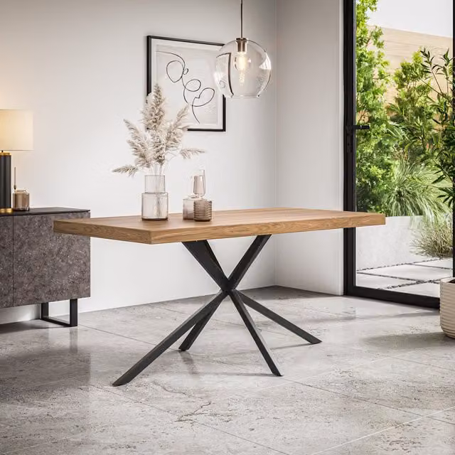 More4Homes Donni 4-6 Seater Rectangular Dining Table in Brown and Black, W/D/H: 160 x 80 x 76 cm