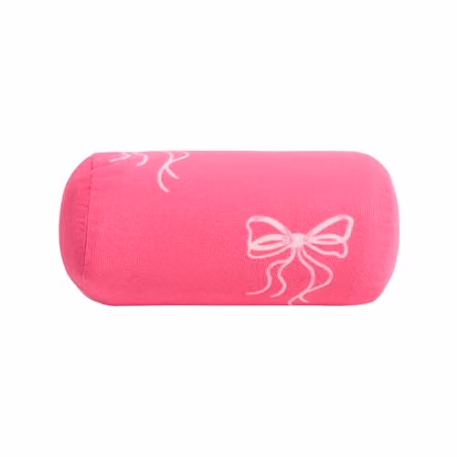 OHS Inflatable Bow Beach Bolster Pillow with Soft Microfibre Cover, Pink, W/D/H: 36 x 16 x 16 cm