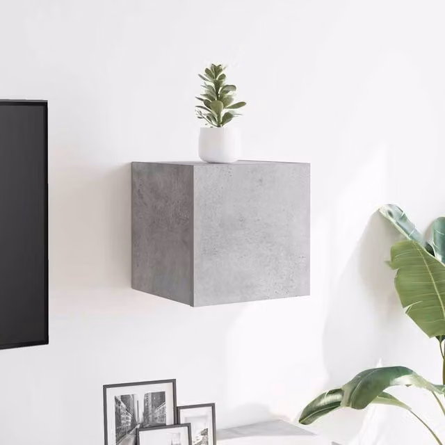 Berkfield Home Wall Mounted TV Cabinet in Concrete Grey, W/D/H: 30.5 x 30 x 30 cm
