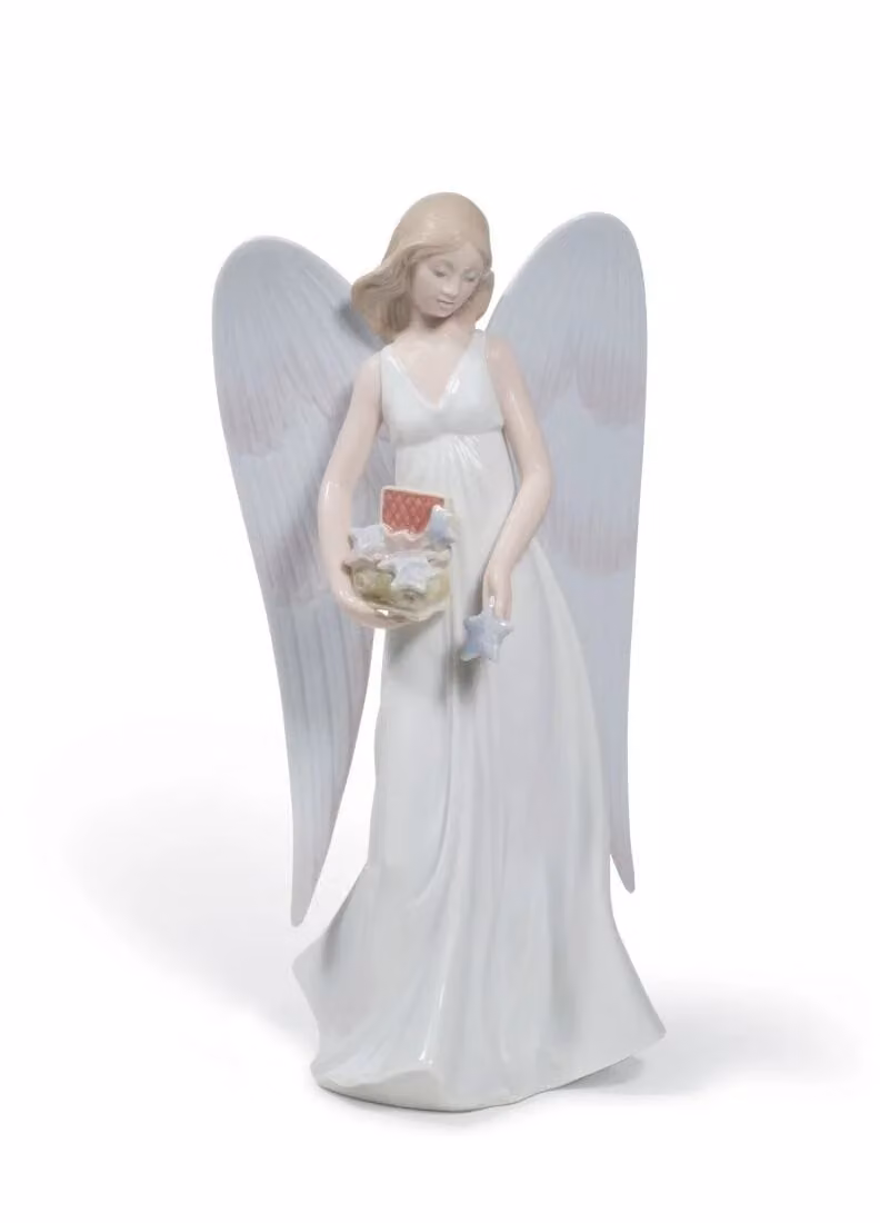 Lladró Angelic Stars White Porcelain Christmas Tree Topper Ornament