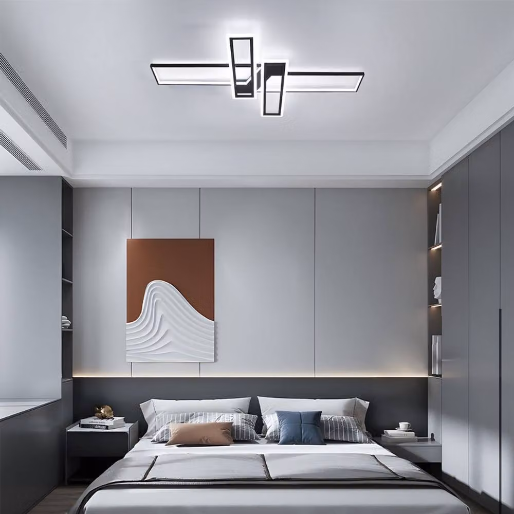COMELY 65W Modern LED Ceiling Light in Black with Cool White Light, W: 120 cm – 2