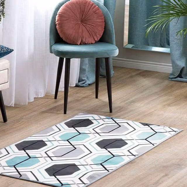 Wyld and Coco Multicolour Geometric Woven Rectangular Rug, W: 80 cm, L: 150 cm – 1