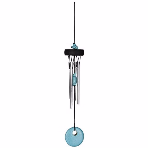 Woodstock Chimes Precious Stones Wind Chime in Turquoise, Black and Silver – 1