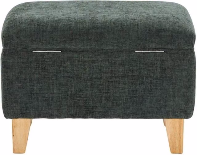 KORVIXA Small Green Fabric Storage Ottoman Bench