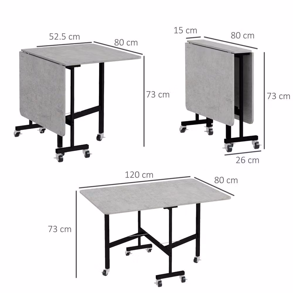 STILVORA Grey Drop Leaf Dining Table with Castors – 2