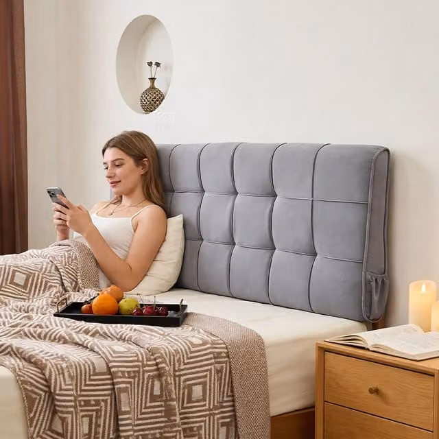 Lifeideas Bed Backrest Cushion with Removable Cover in Grey