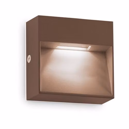 Ideal Lux Dedra Square Flush LED Outdoor Wall Lamp in Brown, 160Lm, 3000K, IP65