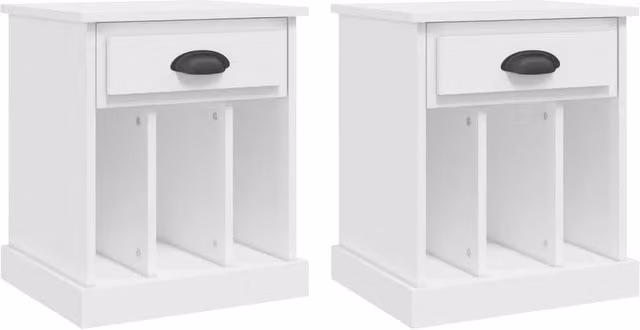 Berkfield Home Set of 2 White Bedside Cabinets, W/D/H: 43 x 36 x 50 cm