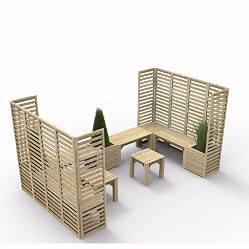 Forest Garden Modular Garden Seating Set in Brown Treated Hardwood with Cushions Included