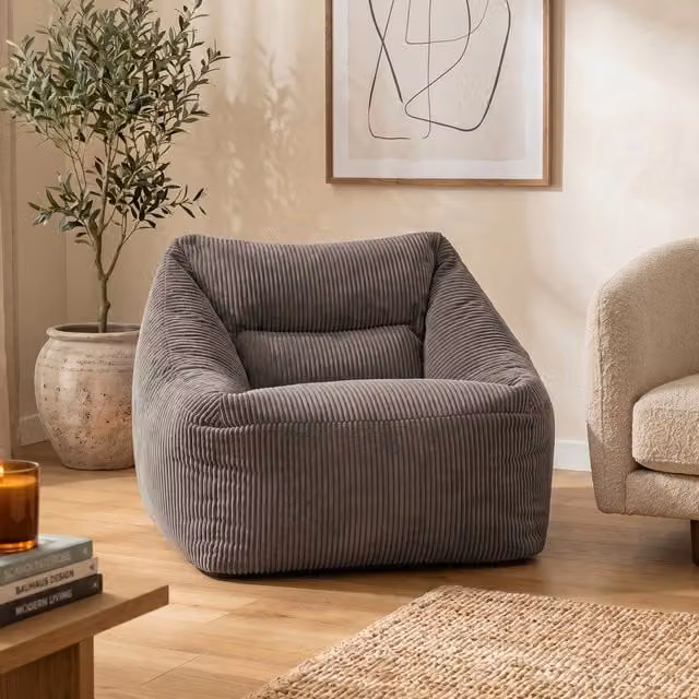 ICON Natalia Jumbo Corduroy Bean Bag Armchair in Anthracite Grey