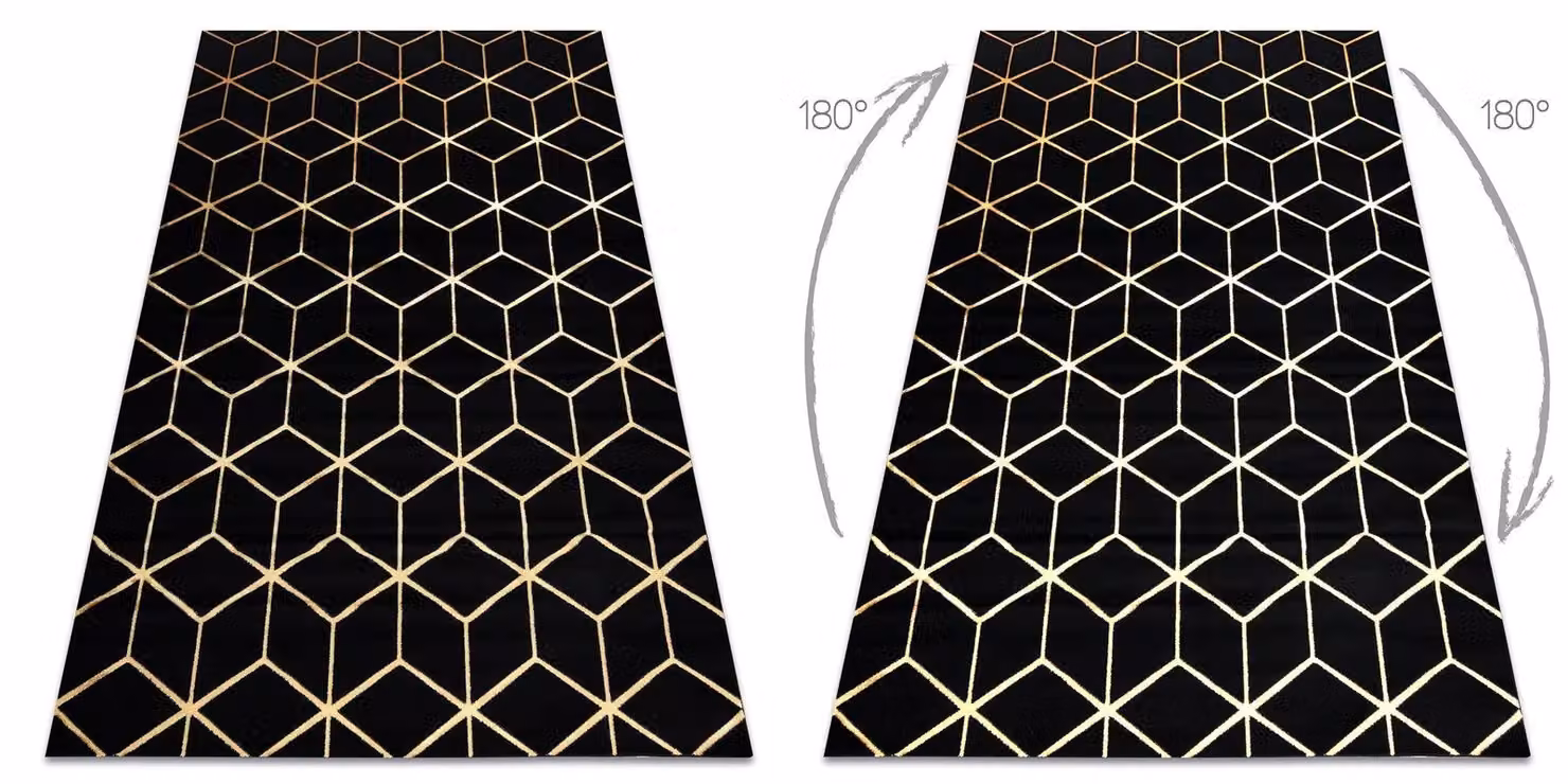 RugsX Gloss Geometric Art Deco Rug in Black and Grey, W: 80 cm, L: 150 cm – 2