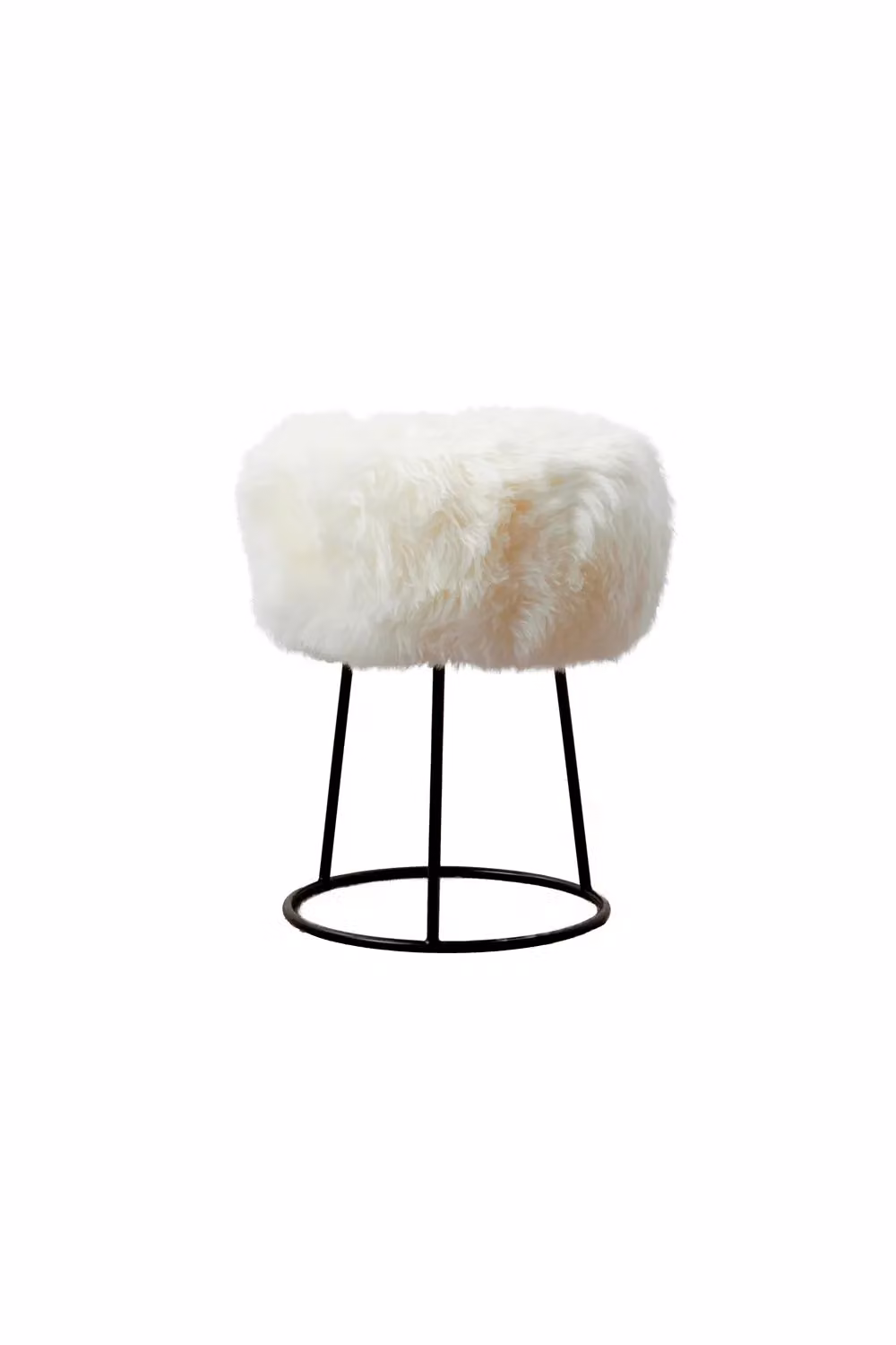 Native Natural Sheepskin Stool with Metal Legs in Beige, Sand or White – 2